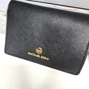 Michael Kors Black Saffiano Leather Wallet New with Tags Gold Hardware
